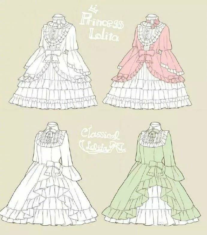 lolita动漫裙子样式绘画参考