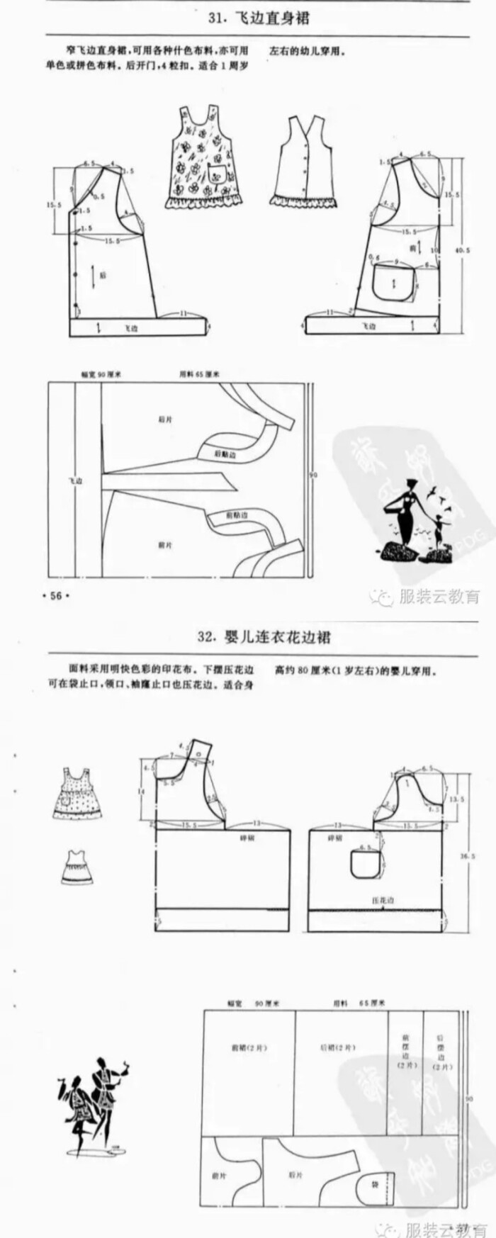 飞边直身背心裙 0-3岁婴幼儿各种服装裁剪图合集小裁缝学堂