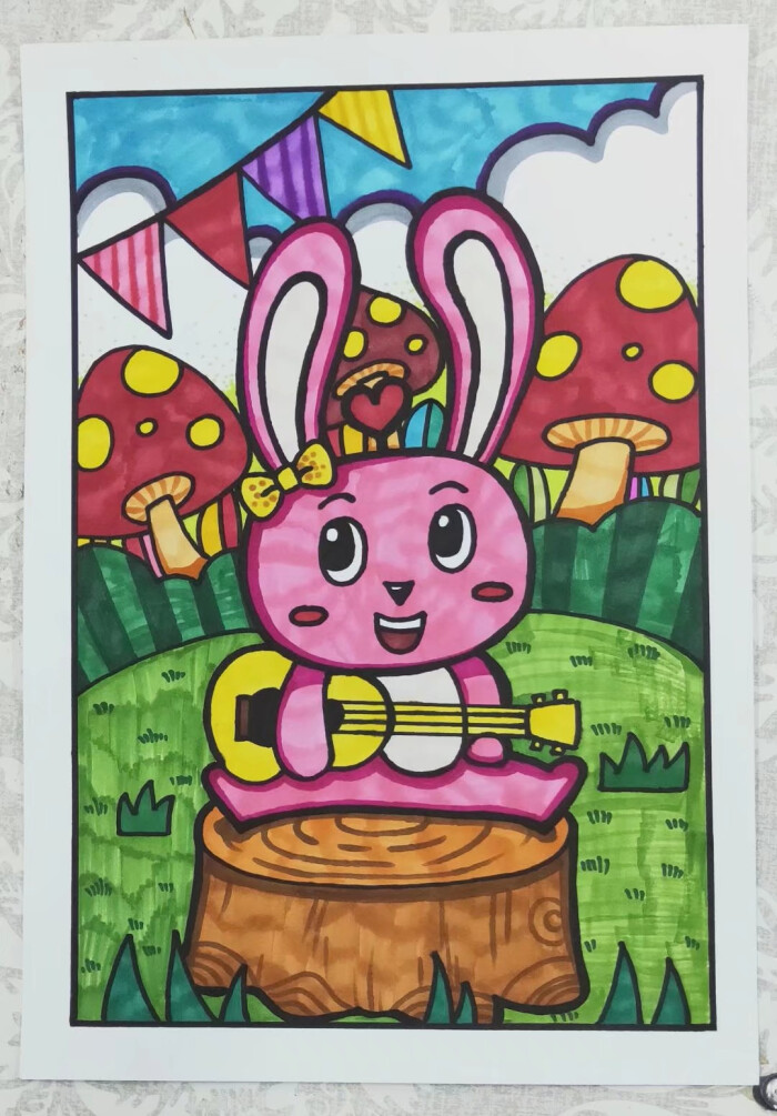 儿童画马克笔兔子