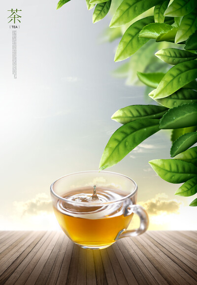 简洁清新绿色春季上新茶叶绿茶铁观音平面网页海报设计素材s335