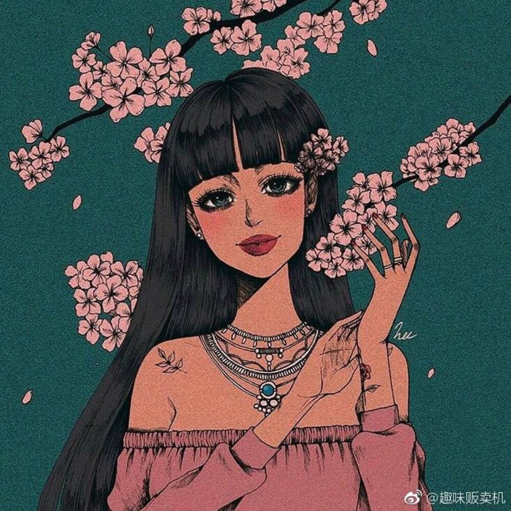 art丨韩国插画师heezey笔下的女孩们,丧丧的暗黑系画风又酷又讨喜.