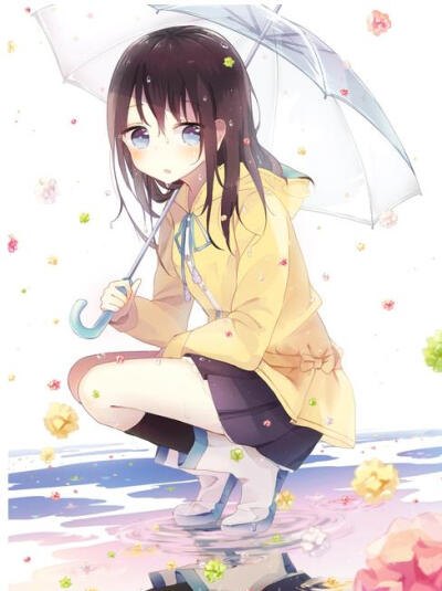 二次元少女 雨中的少女