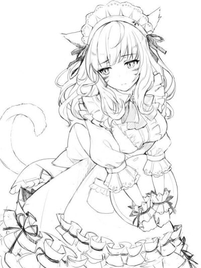 动漫人物线稿~ 作者:日本插画师momoco_haru