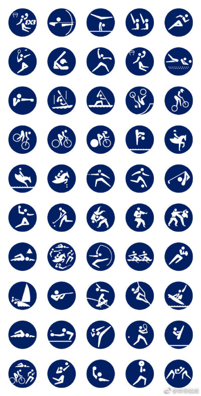 在日本东京发布了2020年夏季奥运会的体育图标,共包含50个竞技项目