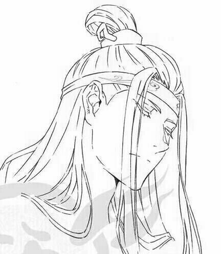 黑白线稿橡皮章素材魔道祖师动漫蓝忘机