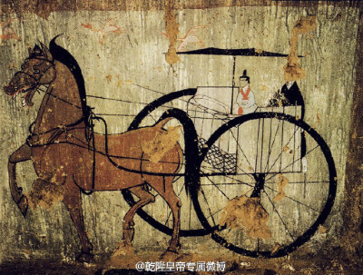 东汉墓室壁画 陕西省定边县:车马出行图,墓主人夫妇并坐图,庭院图和