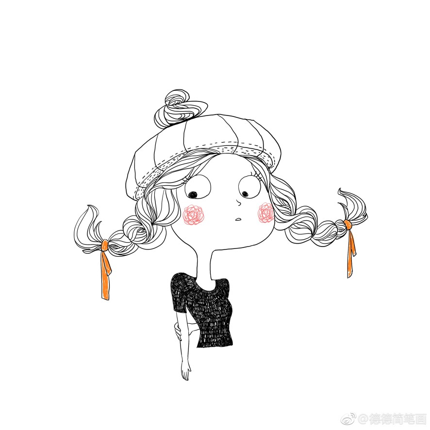 手绘插画森系唯美小清新文艺少女