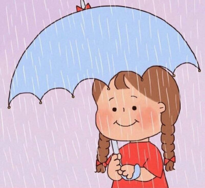 插画师seocong 可爱小女生头像 下雨天雨伞