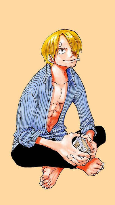 海贼王onepiece 山治 漫画版 高清手机壁纸 动漫 q版套图 白底简约