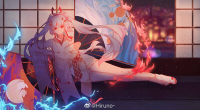 阴阳师 不知火 阿离 壁纸 画师见水印