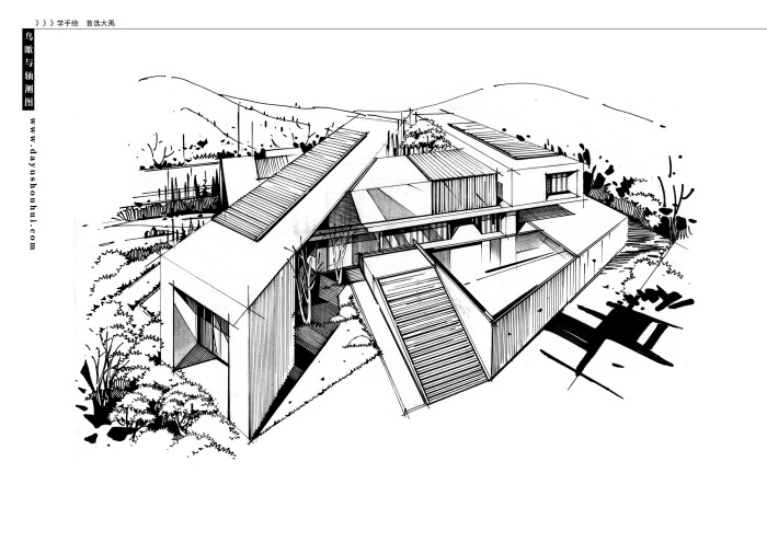 建筑手绘线稿临摹100例