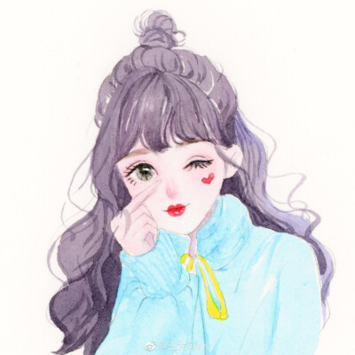 可爱的小姐姐头像 水彩画 cr@王大可vvv