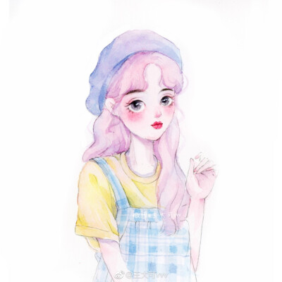 可爱的小姐姐头像(-) 水彩画 cr.@王大可vvv