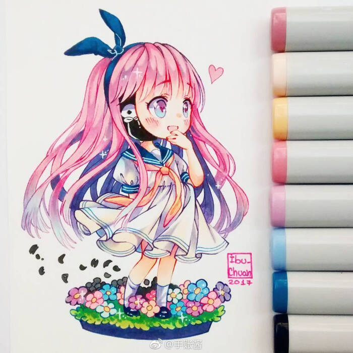 马克笔 动漫 插画 少女
