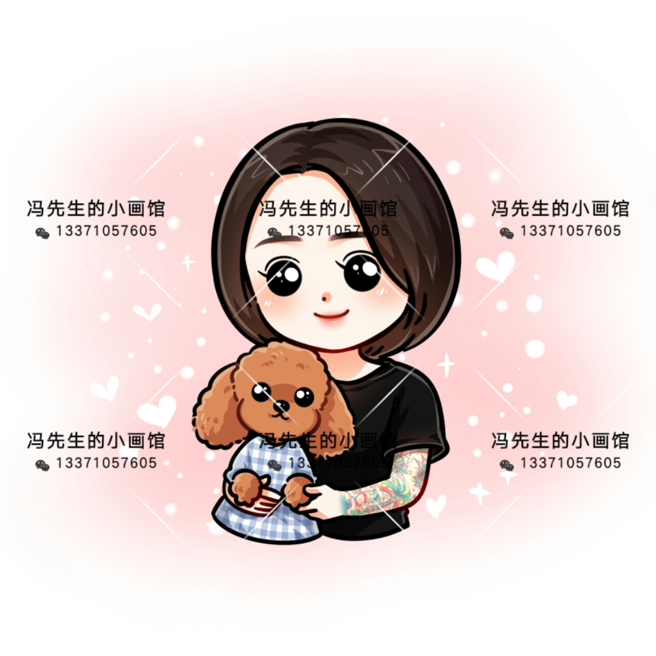 私人定制q版手绘卡通头像,定制头像,手绘全家福,情侣头像,提供一个