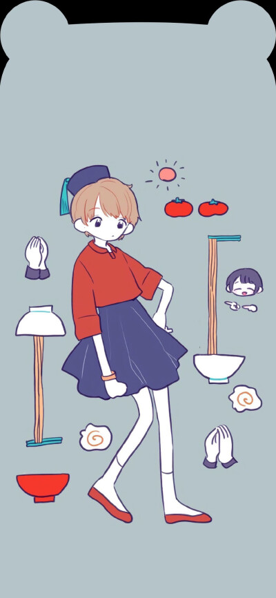 闺蜜 插画 小女孩 兔耳朵版#苹果壁纸##苹果x壁纸##苹果x耳朵壁纸