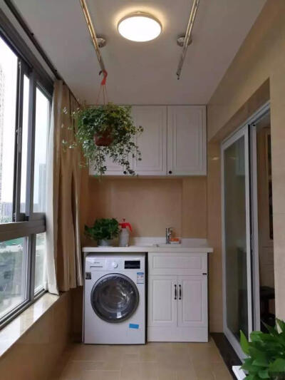 阳台洗衣机,吊柜的完美设计