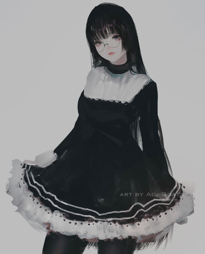 p站画师kyrie meii的插画作品,精致的画风有点偏暗黑系又小清新的风格