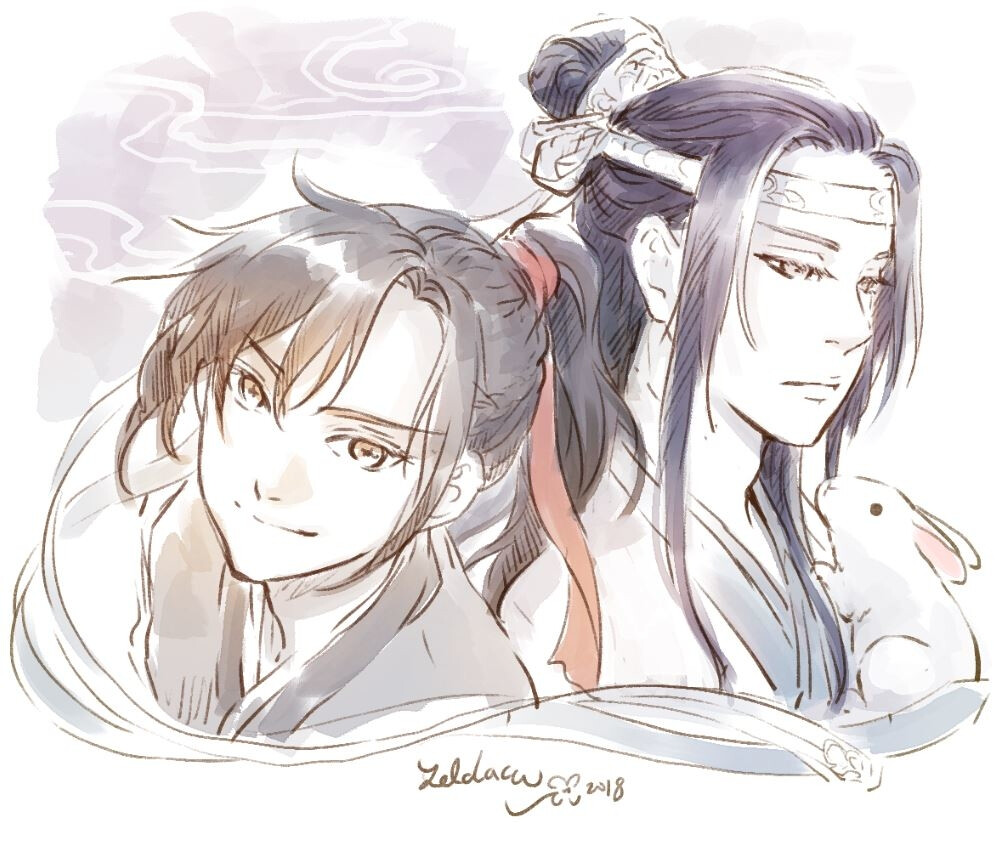 w. p站 二次元 插画 少年 动漫 魔道祖师 魏无羡 蓝忘机 id=4486776