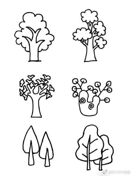 【简笔画】植物树木简笔画手绘手帐素材