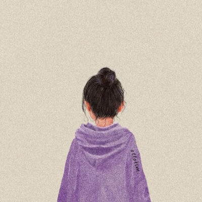 人物情侣头像背影清新简单简笔画女生