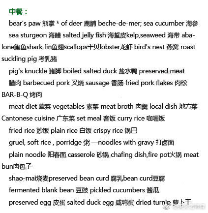 【几乎所有食物的英文翻译】包括水果类,肉类,蔬菜类,海鲜类,主食类