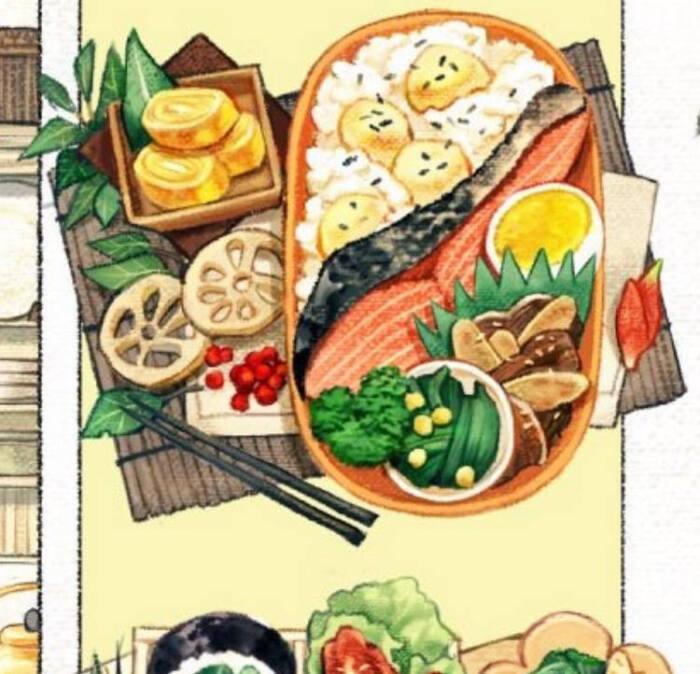 美食 寿司 水彩 插画 画师染町作品
