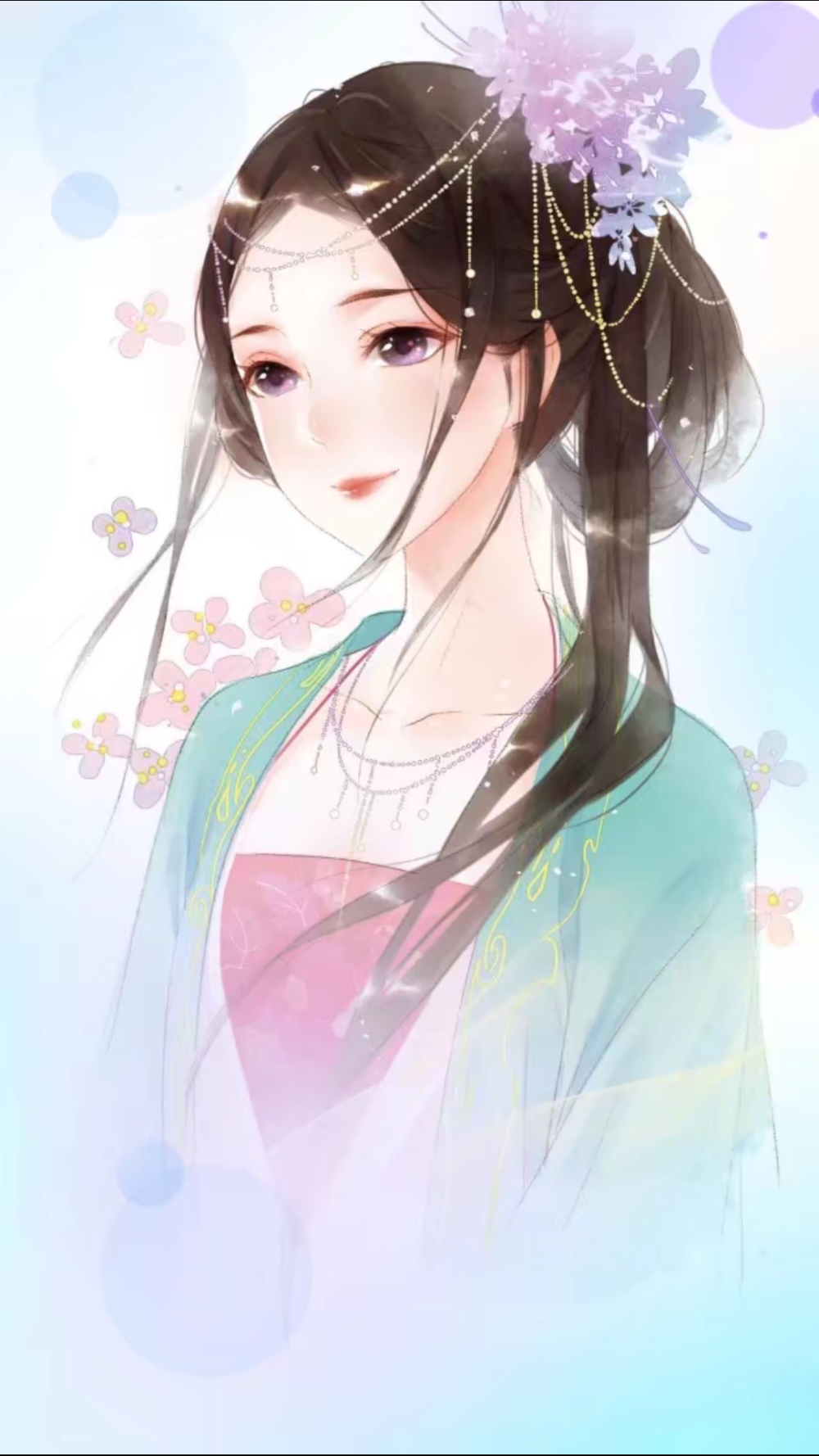 唯美插画手绘清新少女