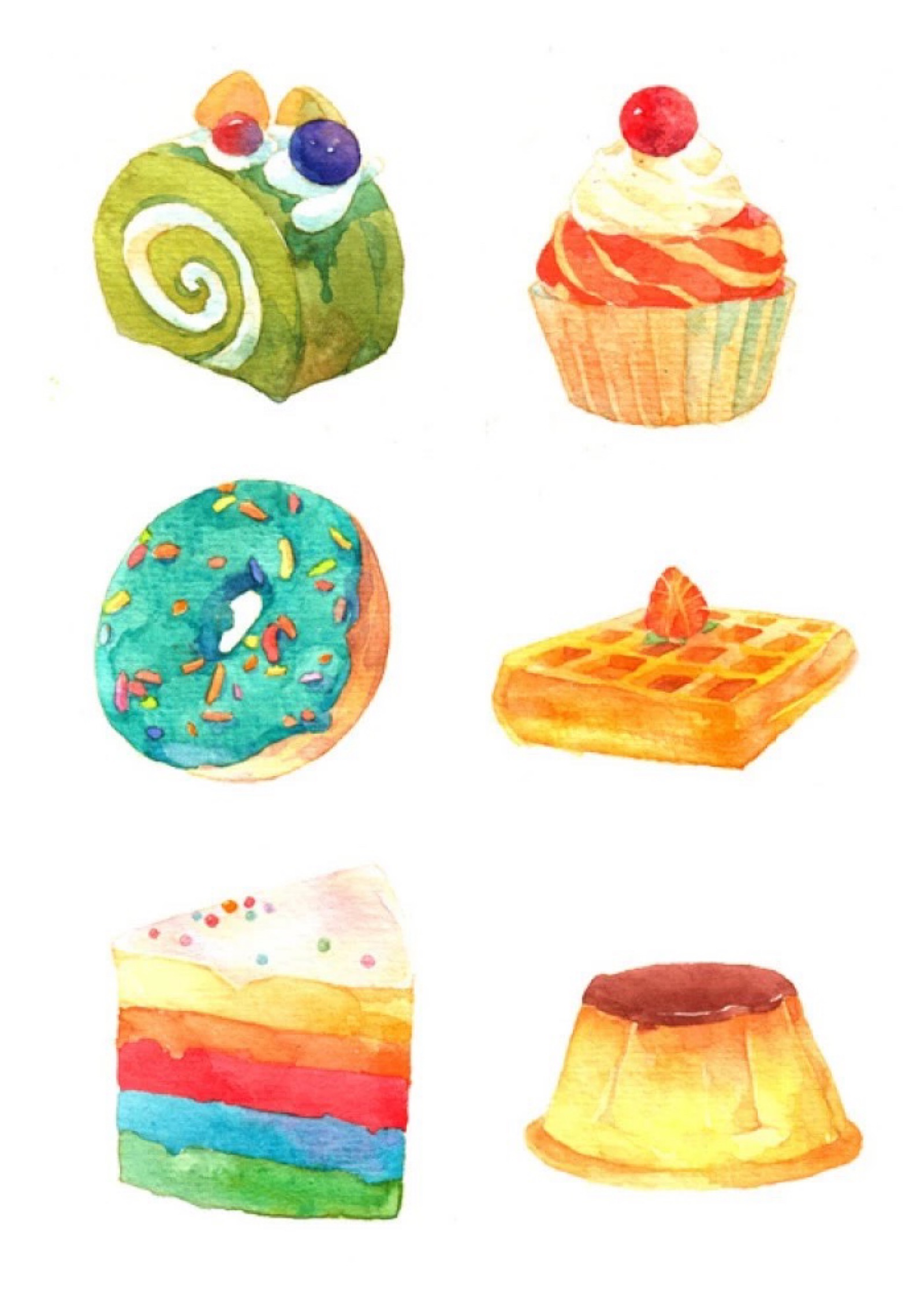水彩手绘--超级好吃的甜品大合集|纯艺术|水彩|蒲之未落 - 原创作品 - 站酷 (ZCOOL)