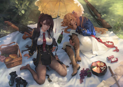 少女成双 野餐[em]e401258/em picnic with a friend 画师:gtz