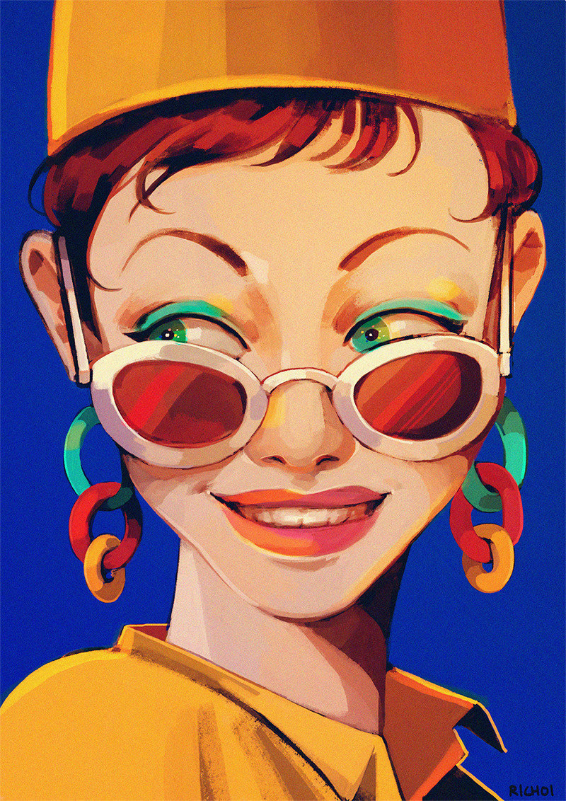 复古色调女性人物插画 (cr.richoi)