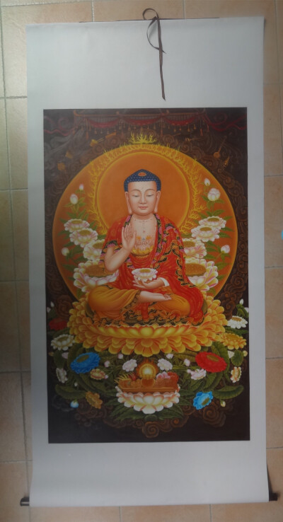 手绘佛像油画 定制人物画像油画实物拍摄 飞天敦煌 关公财神 观世音