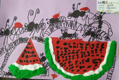 蚂蚁和西瓜创意美术