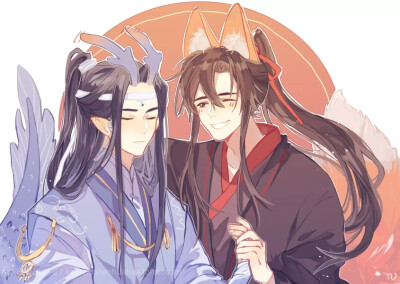 魔道祖师 忘羡 龙叽弧羡"这位小郎君不要板着脸嘛 画师:旺旺碎嘤