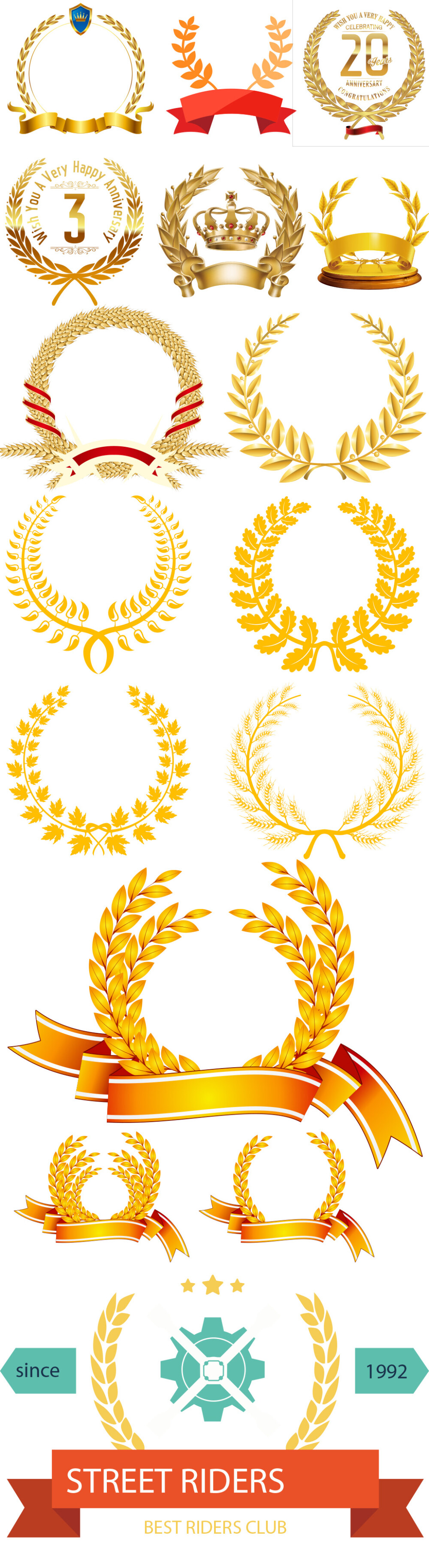 高品质金色麦穗边框欧式徽章盾牌标签小麦稻穗ai矢量设计素材s064