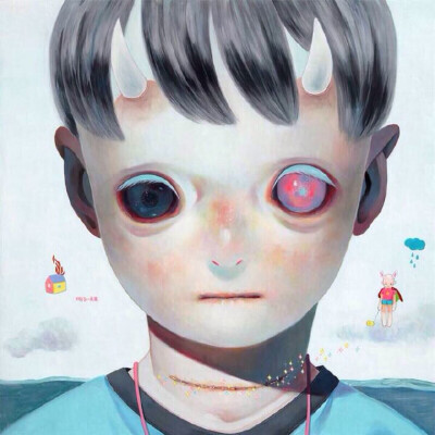 hikari shimoda,日本女画家,出生于 1984年,她的创作主体都是孩子"