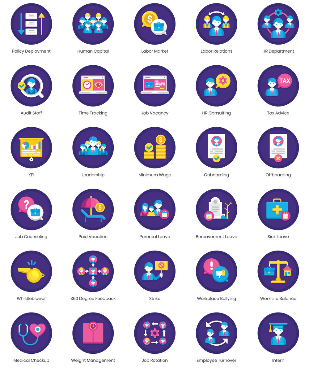 90个企业公司人力资源招聘人员配置插画图标徽标icon矢量素材模板设计