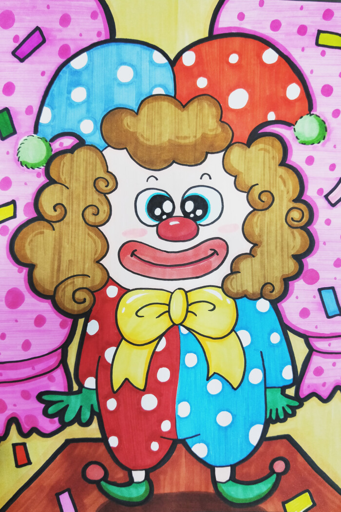 水彩笔儿童画 小丑