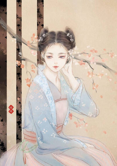 古风人物插画,作者,图片来源见水印