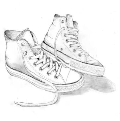 创意画素描鞋子