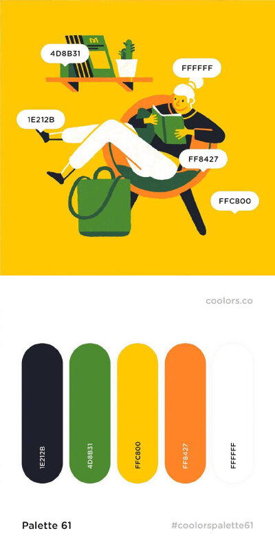 6组插画配色方案来自:coolors.co