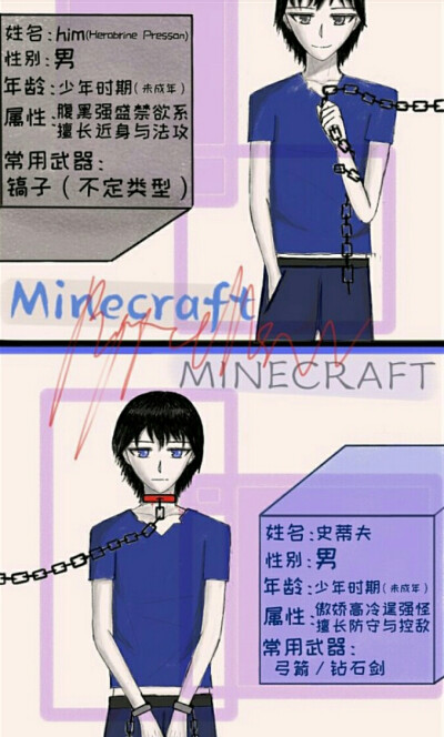 【指绘】minecraft的同人图,him×史蒂夫(这对我磕了)