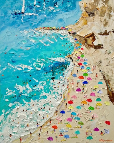夏日海边系列油画