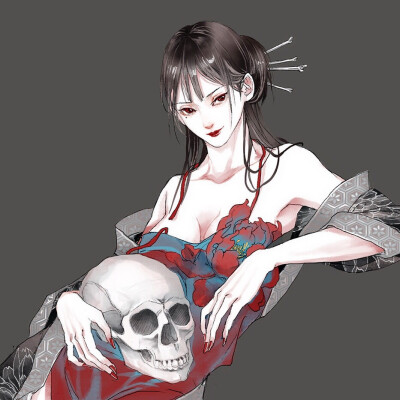 古风动漫女生线稿