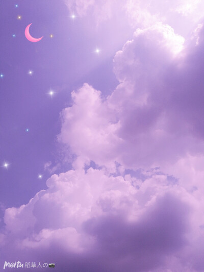 紫色天空背景图 可爱