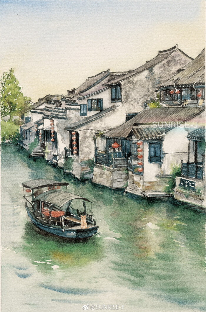 江南水乡系列 水彩 - 堆糖,美图壁纸兴趣社区