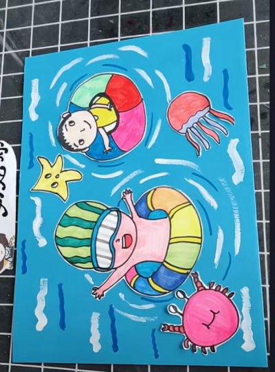 游泳儿童画