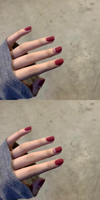 纯色哑光美甲