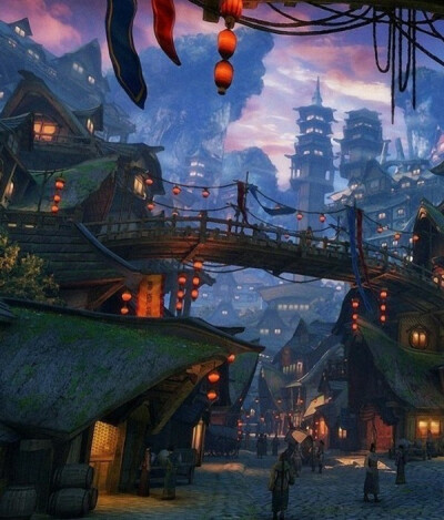 高清大图壁纸插画,古风和风意境建筑