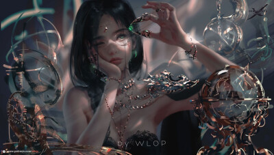 【lean】画师:wlop【人物】【cg】【手绘】【参考】【无水印】【鬼刀